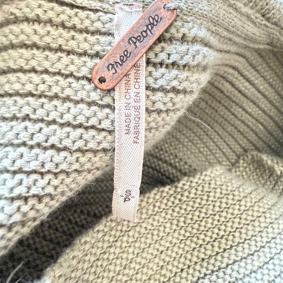 Free People Womens Oversized Ribbed Knit Sweater Green Size Small Pull Over Cuff - Picture 7 of 9
